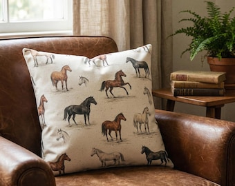 Horse Throw Pillow Bedroom Decor Farmhouse Style Country Home Accent Cushion  Design Rustic Equestrian Themed Gift Couch Accessory