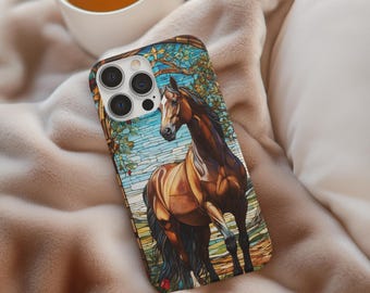 Stained glass Horse Phone Case, Protective Phone Cover, Horse Lover Gift, Animal Phone Case, Unique Phone Accessory