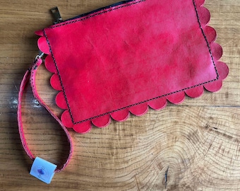 Leather Clutch, handmade hand stitched one of a kind