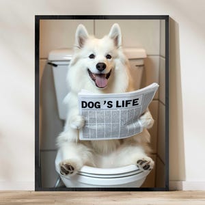 Samoyed Wall Art, Funny Bathroom Decor, Samoyed Dog in Toilet, Animal in toilet, Dog Art, Digital Download