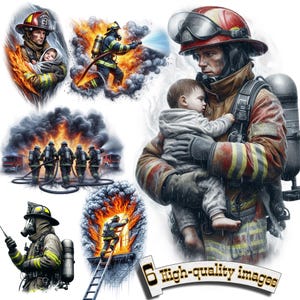 6 Clipart Vigile del fuoco, PNG Vigile del fuoco, Clipart di emergenza, Vigile del fuoco stampabile a sublimazione