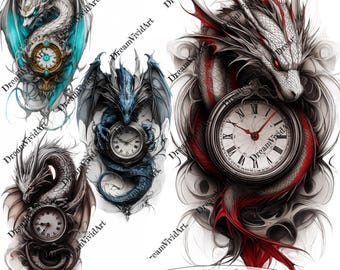 Dragon Tattoo Design, Digital Clipart, Dragon Tattoo Clip Art, Dragon Tattoo, Tattoo Artwork