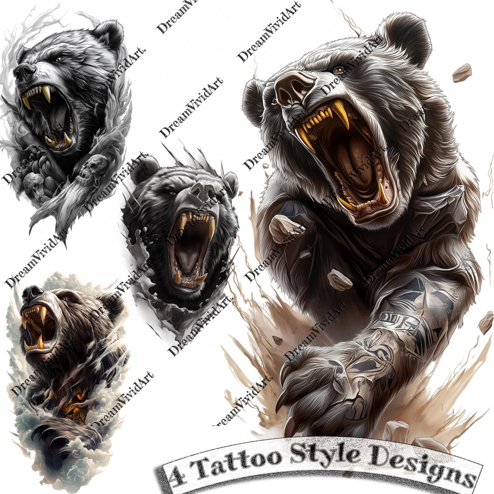 Grizzly bear tattoo - Etsy 日本, image size:2048x2048