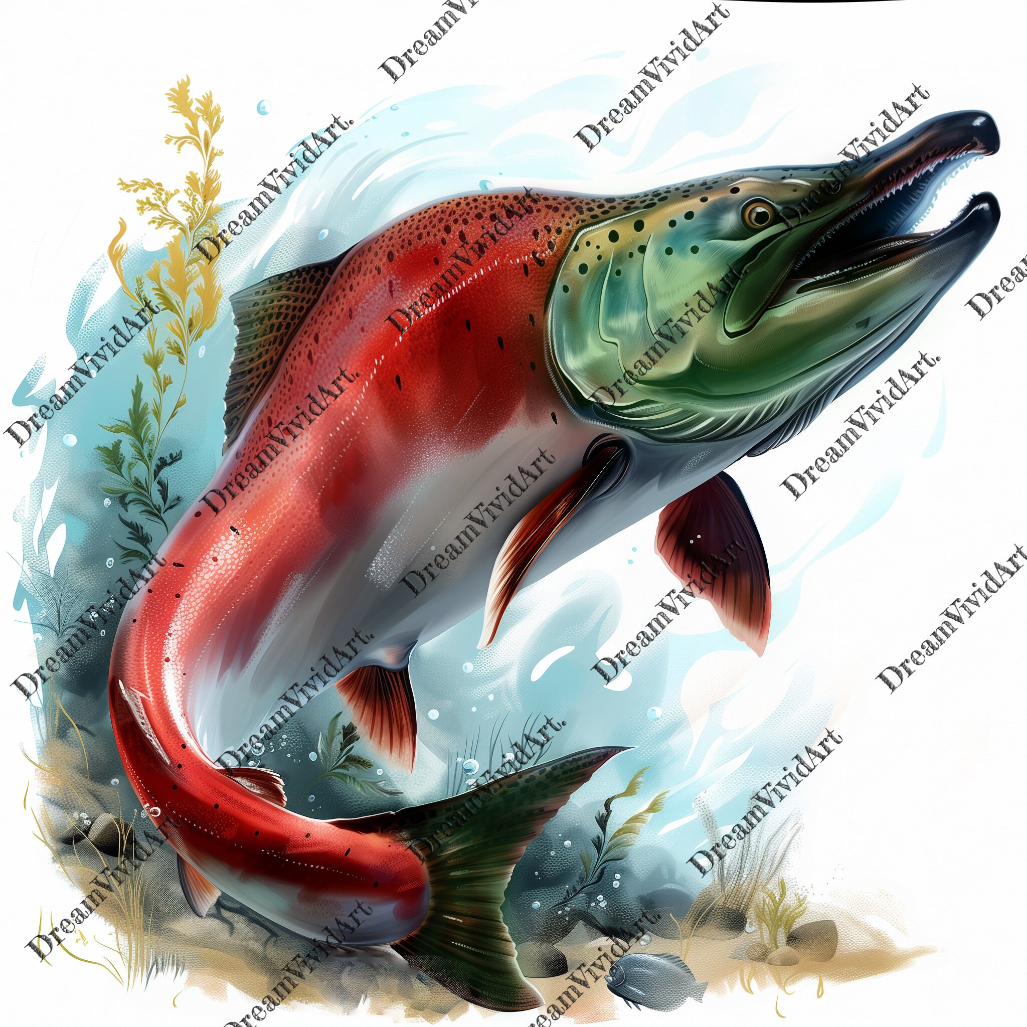 6 Sockeye Salmon Clipart, Sockeye Salmon PNG, Fishing, Digital Graphic ...