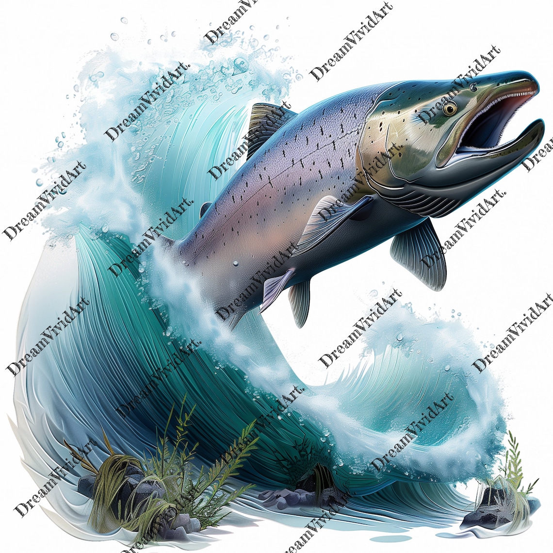 6 Сhinook Salmon Clipart, Chinook Salmon PNG, Fishing, Digital Graphic ...