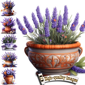 6 lavendel clipart, lavendel hoge kwaliteit png-bestand - digitale download, kaarten maken, mixed media, digitale papierkunst