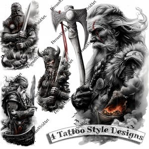 Viking Tattoo Design, Digital Clipart, Viking Clip Art, Tattoo Clipart, Tattoo Artwork