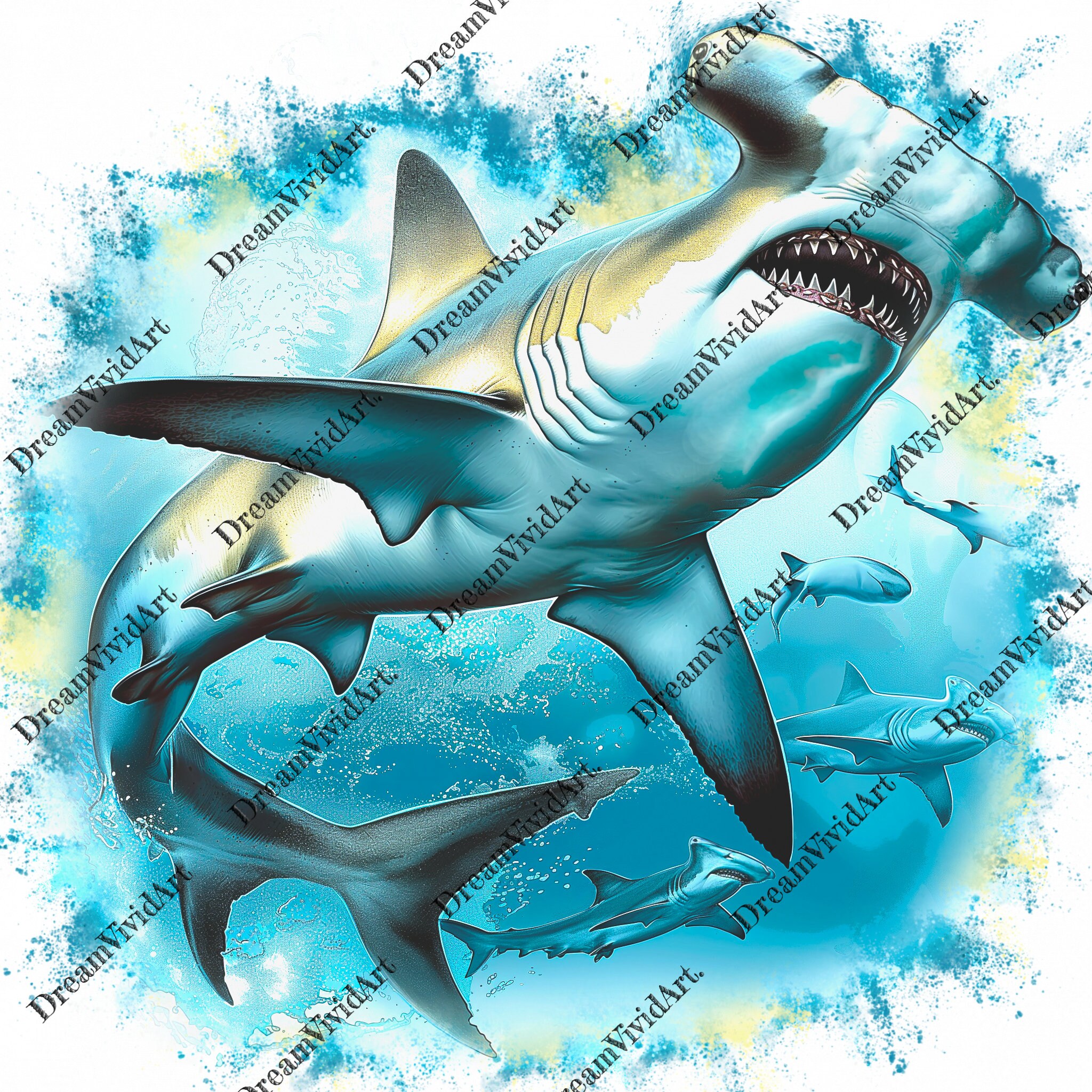 6 Hammerhead Shark Clipart, Hammerhead Shark PNG, Shark in Water ...