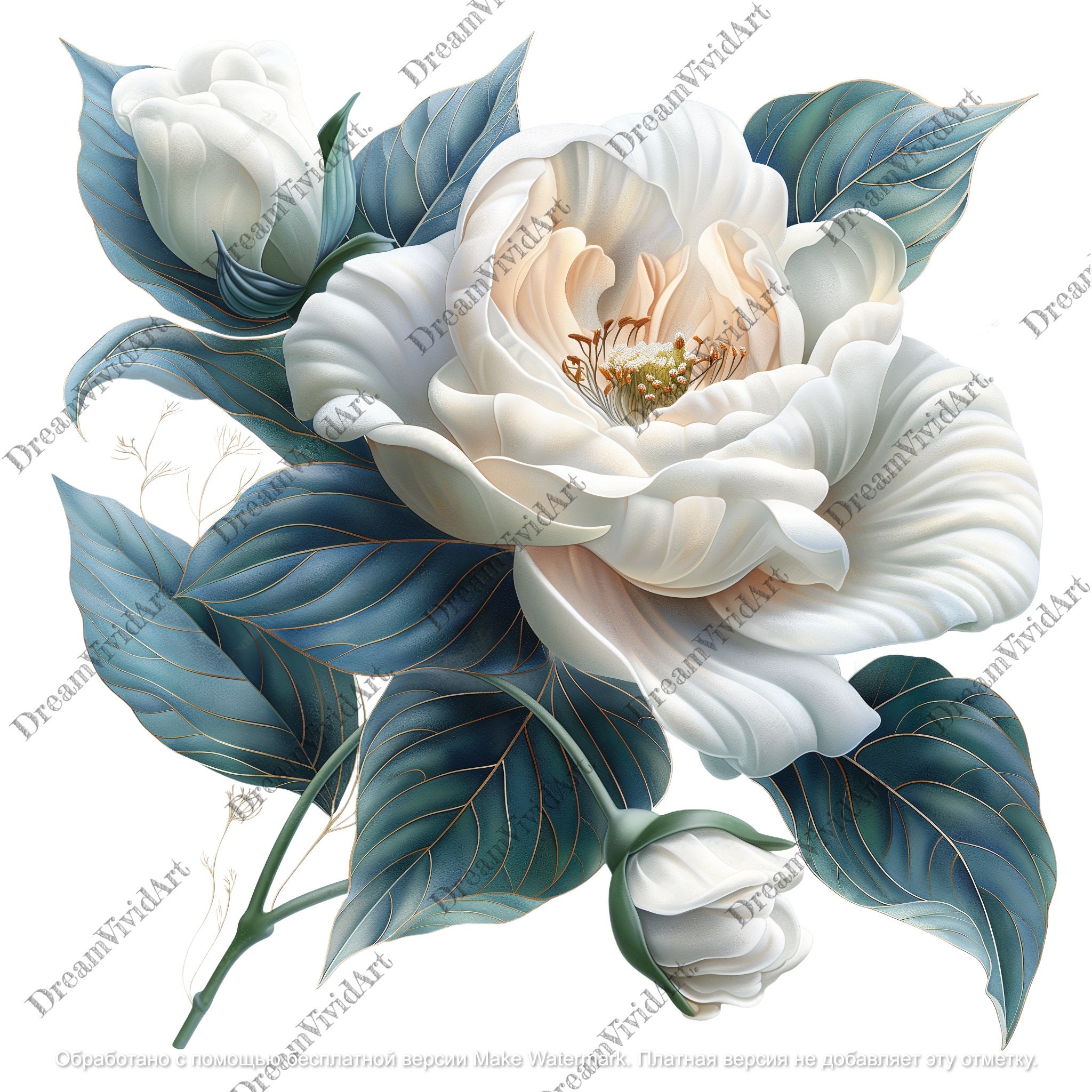 6 White Roses Flower Clipart, Watercolor Flower, High Quality PNG ...