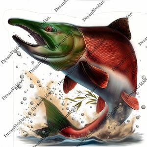 6 Sockeye Salmon Clipart, Sockeye Salmon PNG, Fishing, Digital Graphic ...
