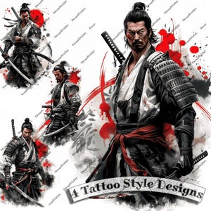 Samurai Tattoo Design, Digital Clipart, Samurai Clip Art, Tattoo Clipart, Tattoo Artwork