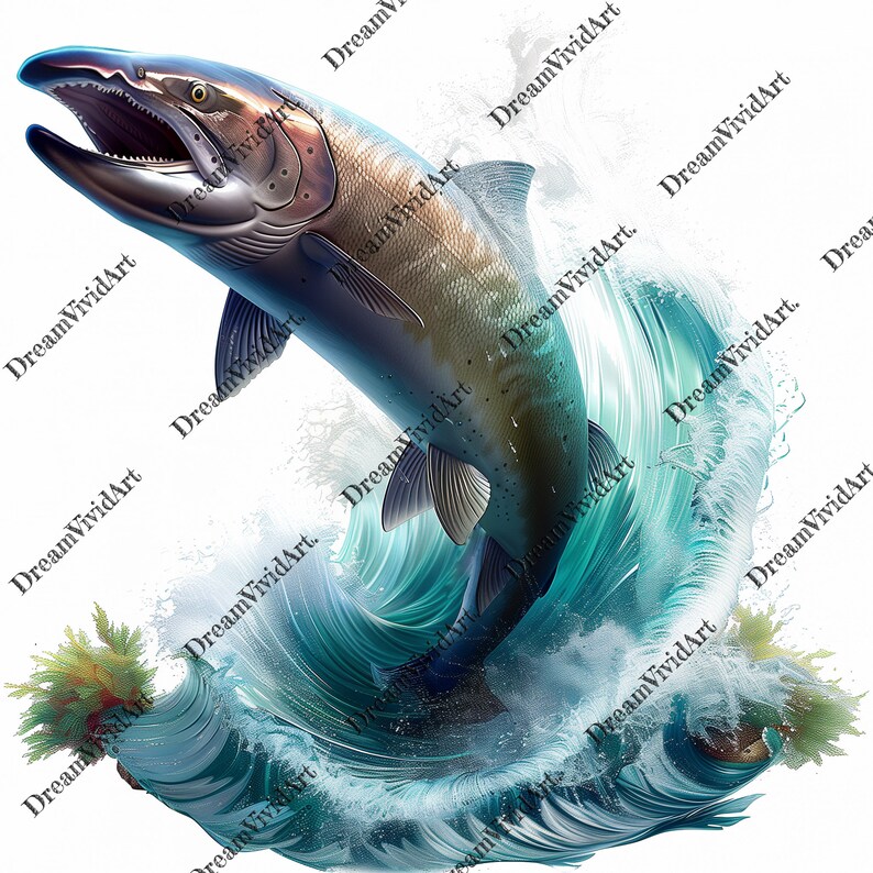 6 Сhinook Salmon Clipart, Chinook Salmon PNG, Fishing, Digital Graphic ...