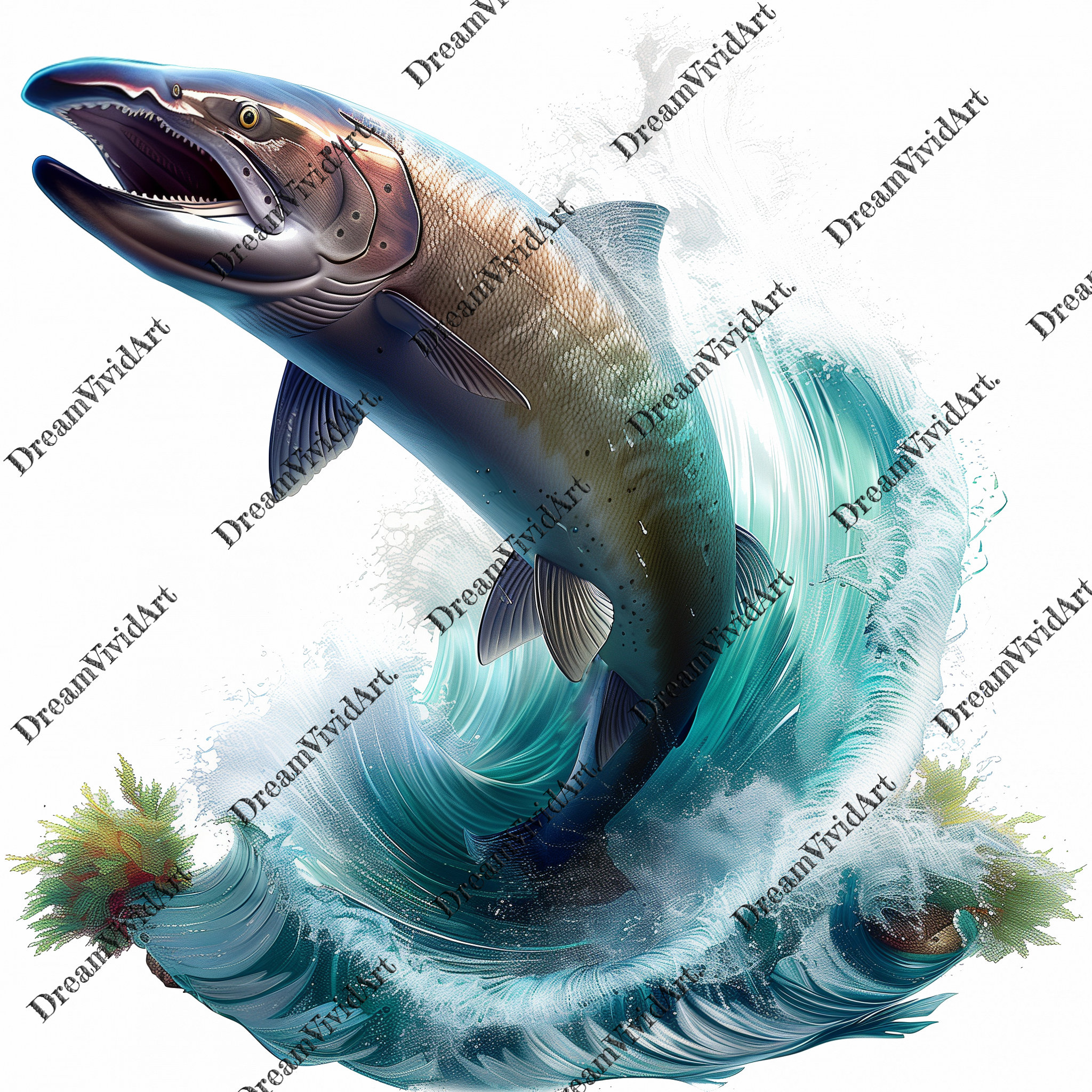 6 Сhinook Salmon Clipart, Chinook Salmon PNG, Fishing, Digital Graphic ...