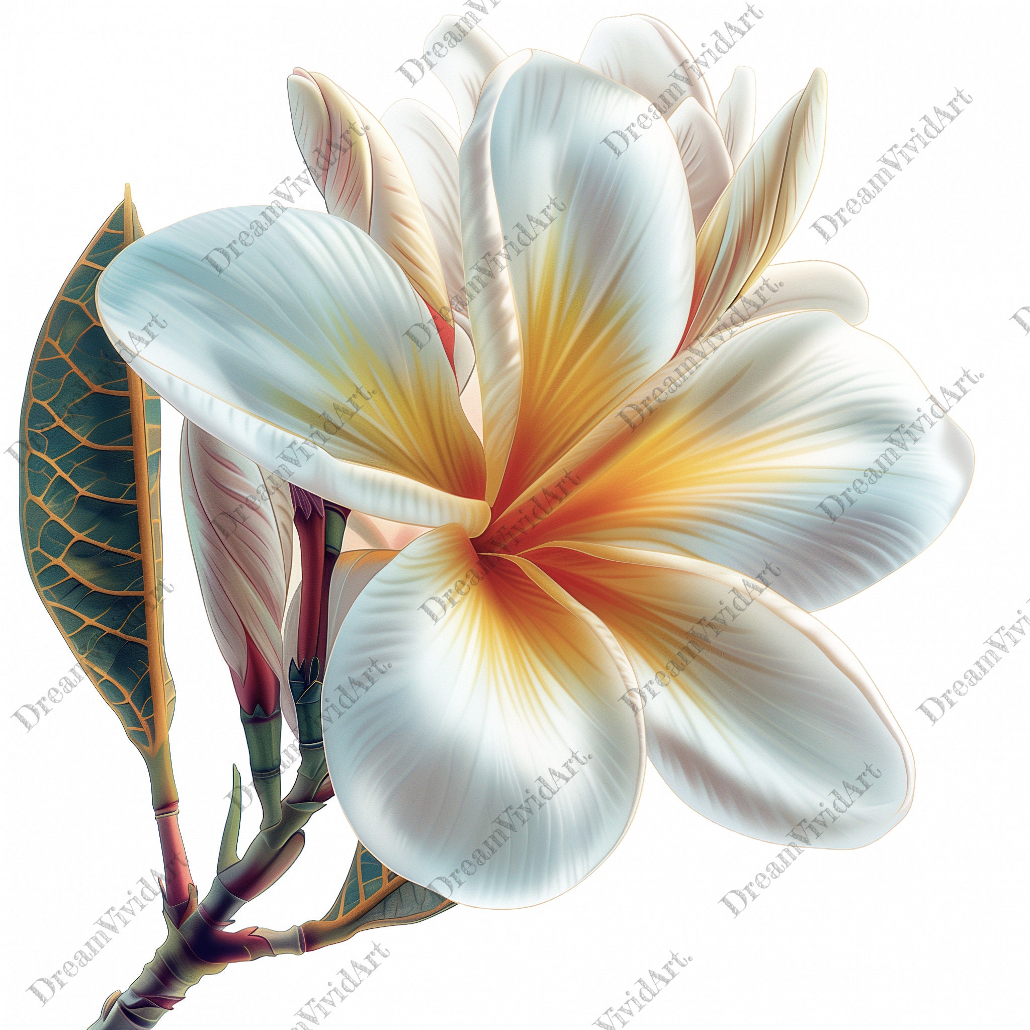 6 Plumeria Flower Clipart, Plumeria Watercolor Flower, High Quality PNG ...