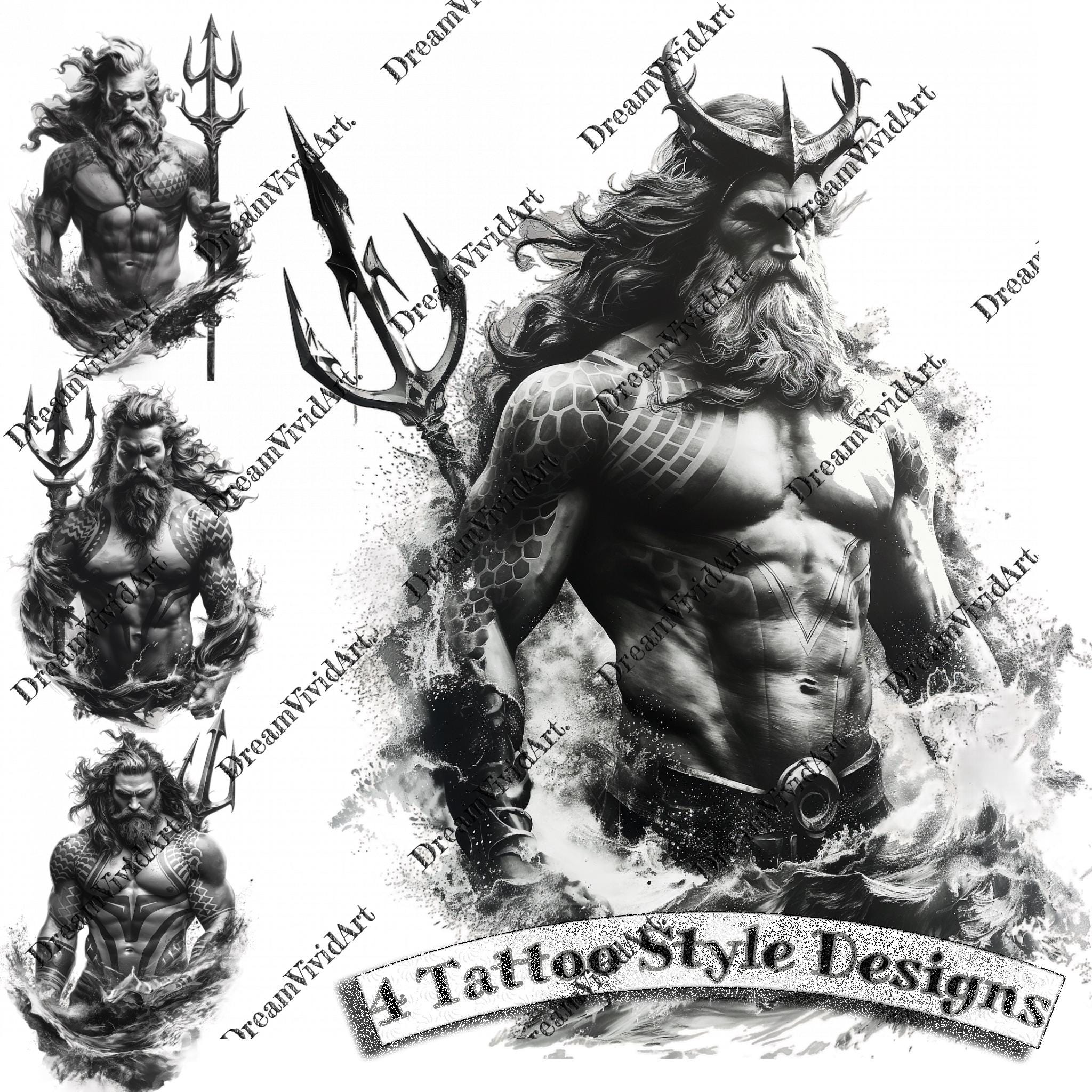 ポセイドンのタトゥーデザイン、デジタルクリップアート、ネプチューンのクリップアート、タトゥークリップアート、タトゥーアートワーク - Etsy 日本, image size:2048x2048