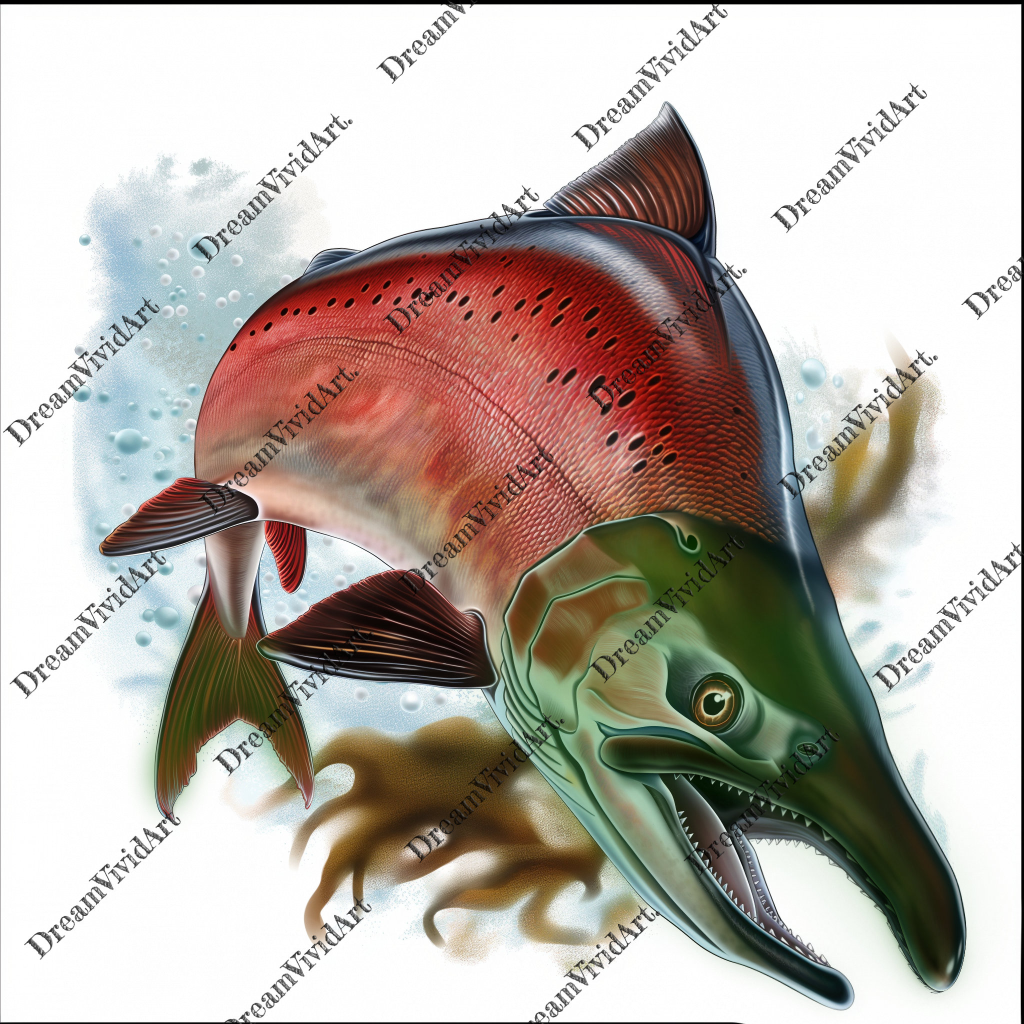 6 Sockeye Salmon Clipart, Sockeye Salmon PNG, Fishing, Digital Graphic ...