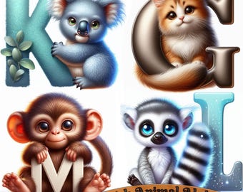 27 cartes de l'alphabet espagnol animal - lettres de A à Z, lettres de l'alphabet imprimables, usage commercial