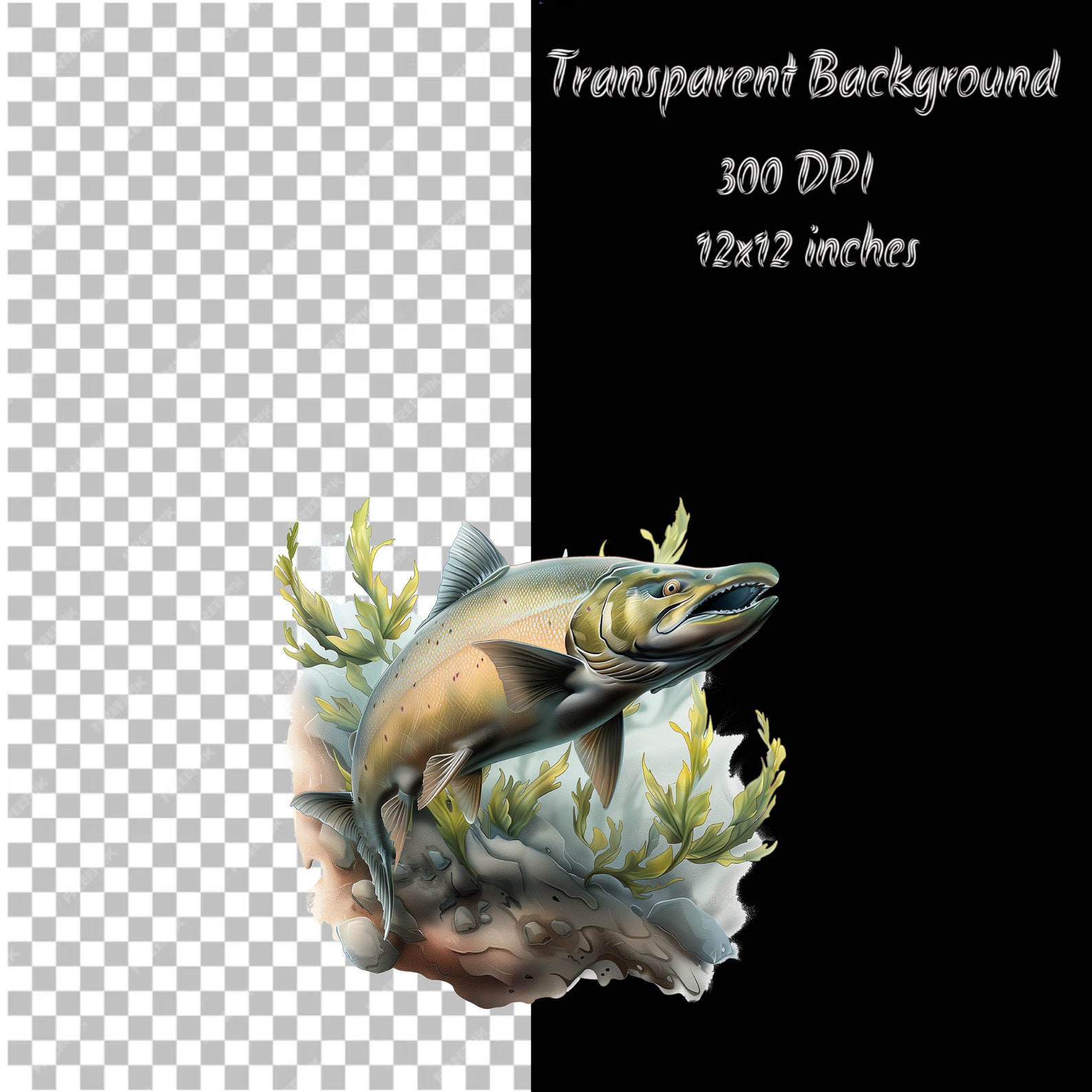 6 Сhinook Salmon Clipart, Chinook Salmon PNG, Fishing, Digital Graphic ...