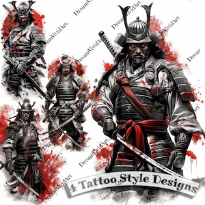 Samurai Tattoo Design, Digital Clipart, Samurai Clip Art, Tattoo Clipart, Tattoo Artwork