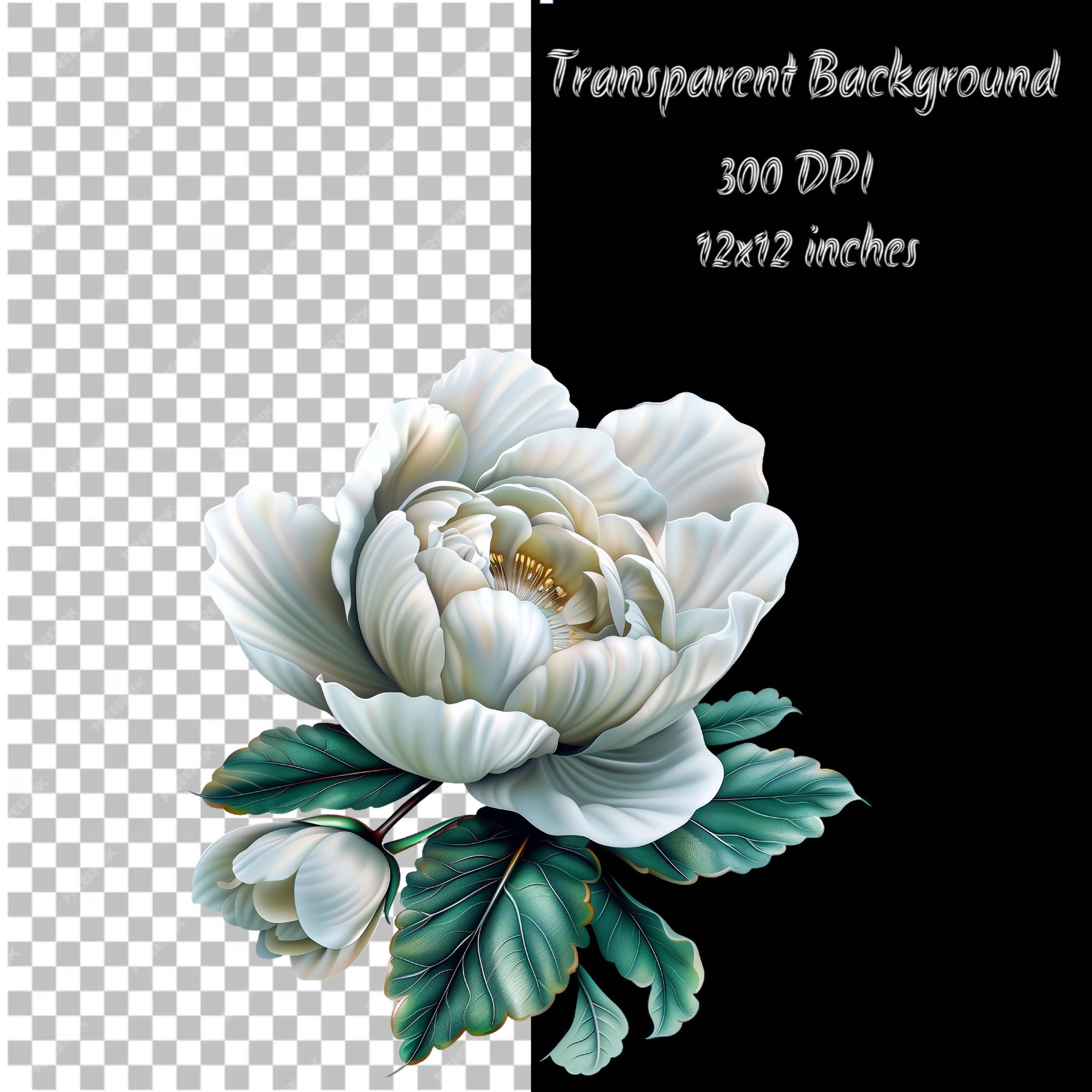6 White Roses Flower Clipart, Watercolor Flower, High Quality PNG ...