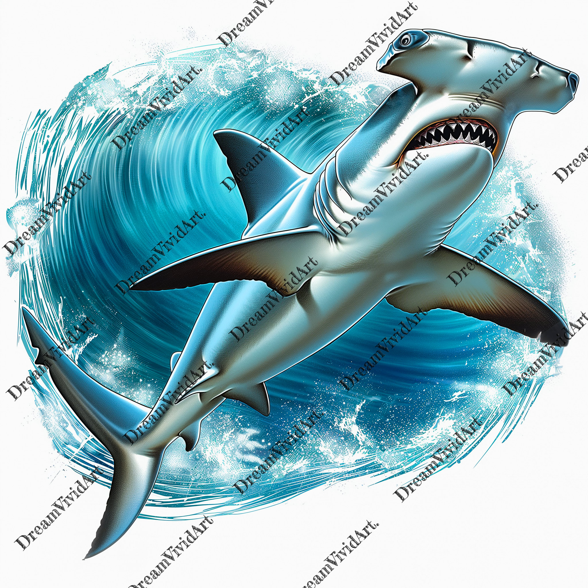 6 Hammerhead Shark Clipart, Hammerhead Shark PNG, Shark in Water ...
