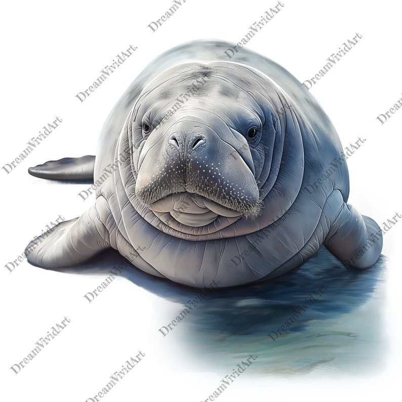 6 Cute Manatee Clipart, Manatee PNG, Manatee in the Ocean, Manatee