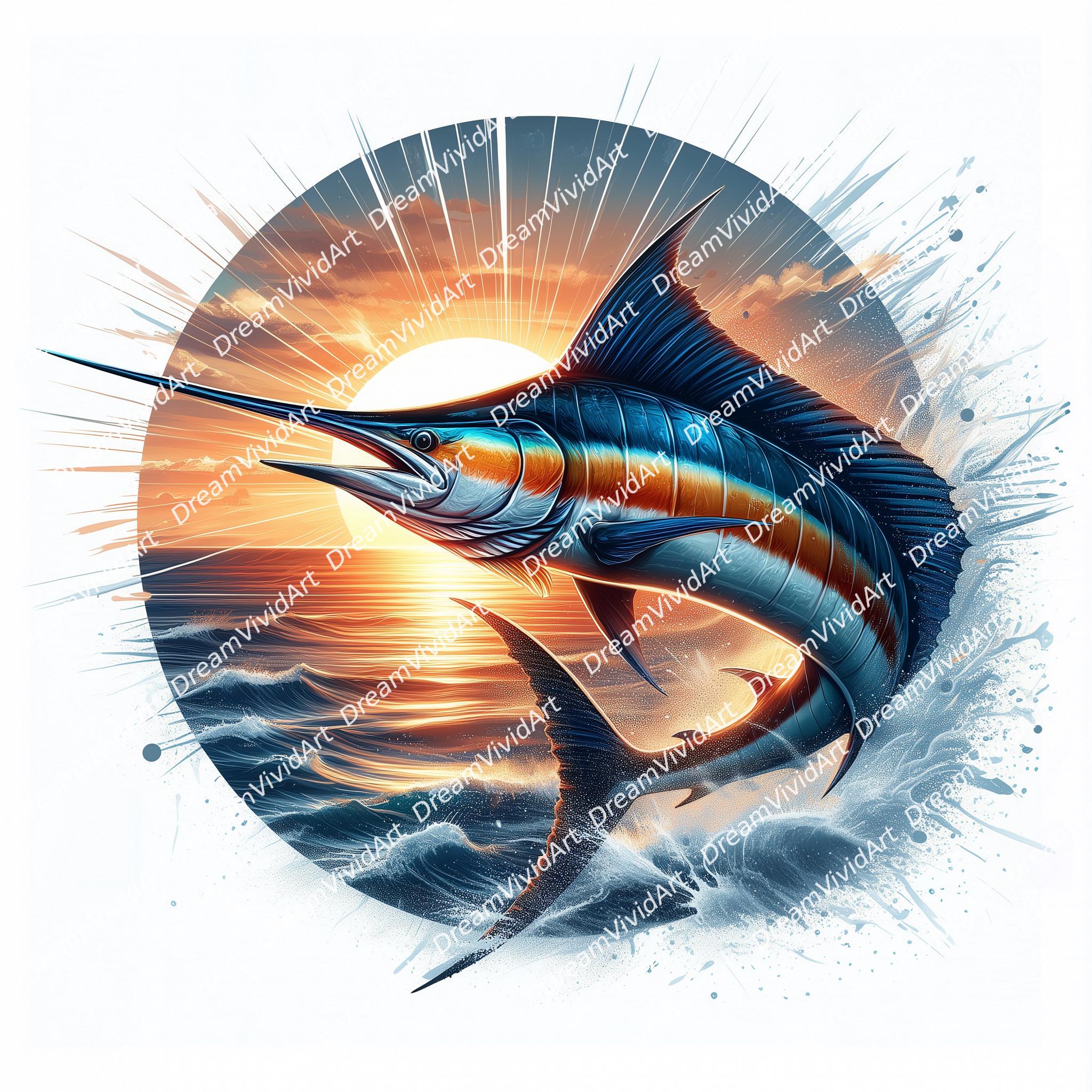 6 Marlin Fish Clipart, Marlin Fish Clipart PNG, Fishing, Digital ...