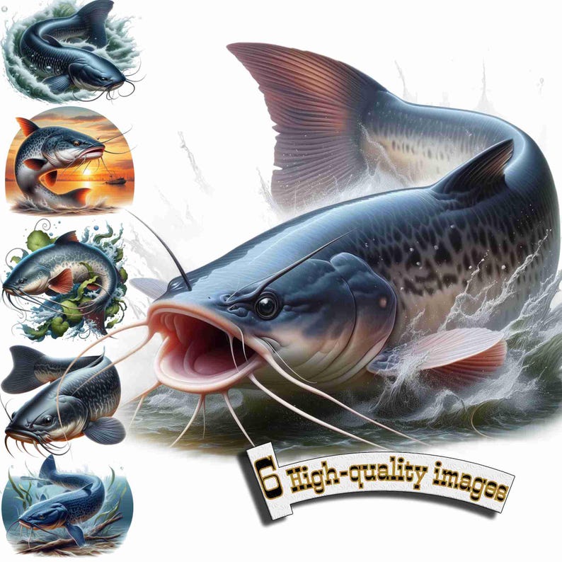 6 Catfish Clipart, Catfish Clipart PNG, Fishing, Digital Graphic ...