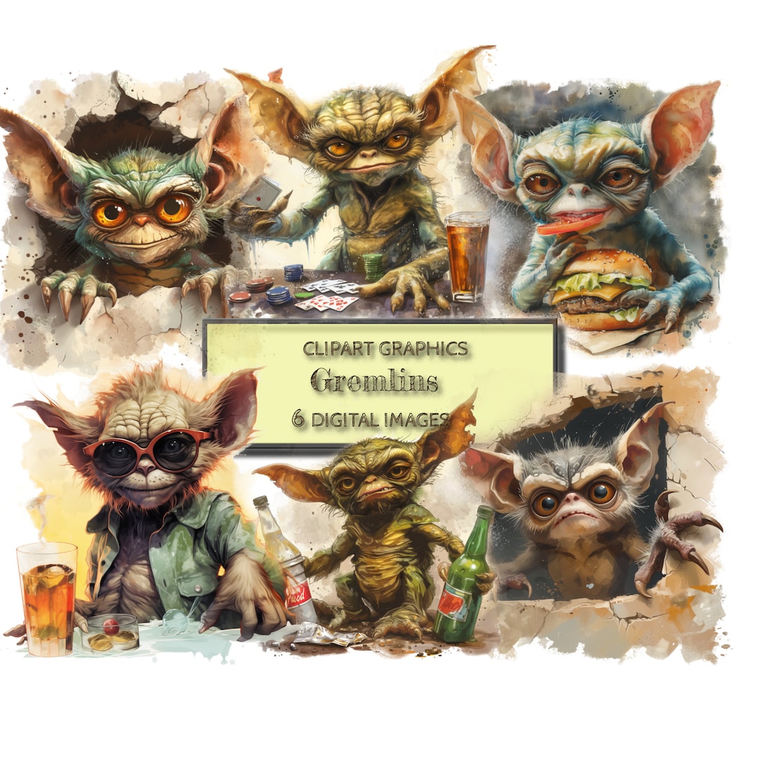 6 Gremlins Clipart, Mugwai Clipart, Gremlin Png, Gizmo Print Cut Cricut ...