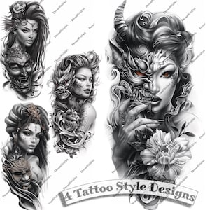 Devil woman tattoo - Etsy Polska