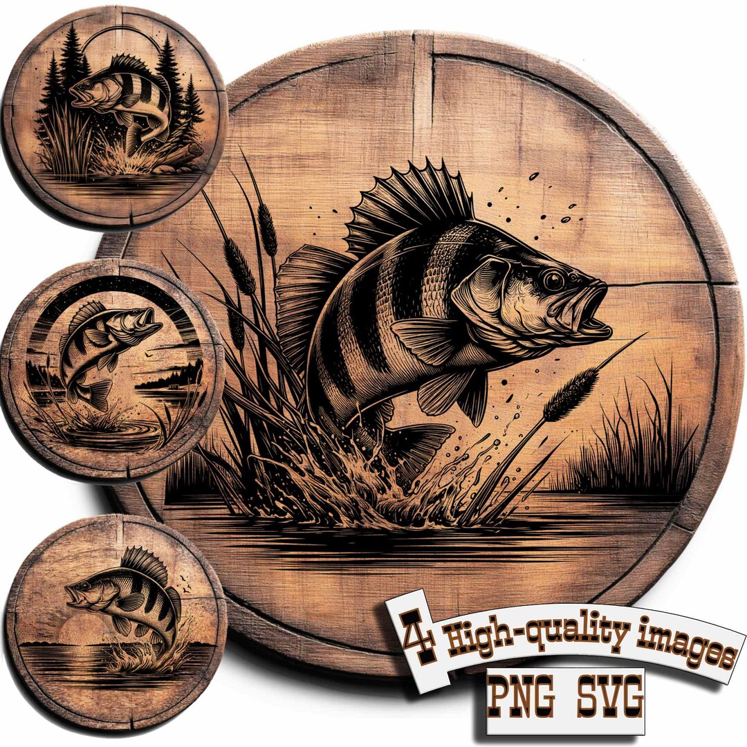 Bundle 4 Bass Vector for Design on Wood, T-shirts, Slate, Canvas, Mugs ...