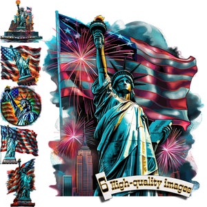 6 Estátua da Liberdade Clipart, estátua da liberdade PNG, Gráfico digital, Download instantâneo, estátua da liberdade para impressão, design de sublimação