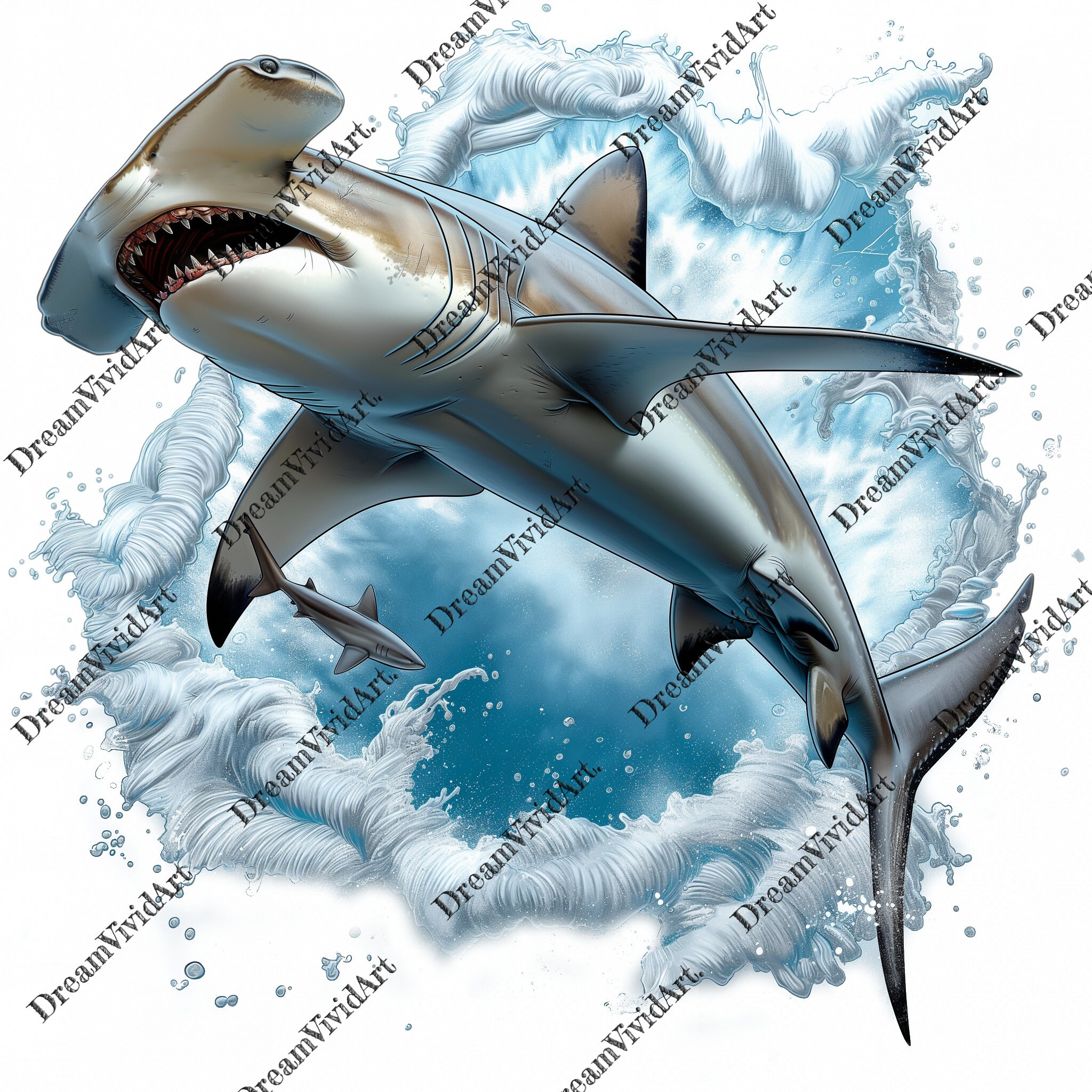 6 Hammerhead Shark Clipart, Hammerhead Shark PNG, Shark in Water ...