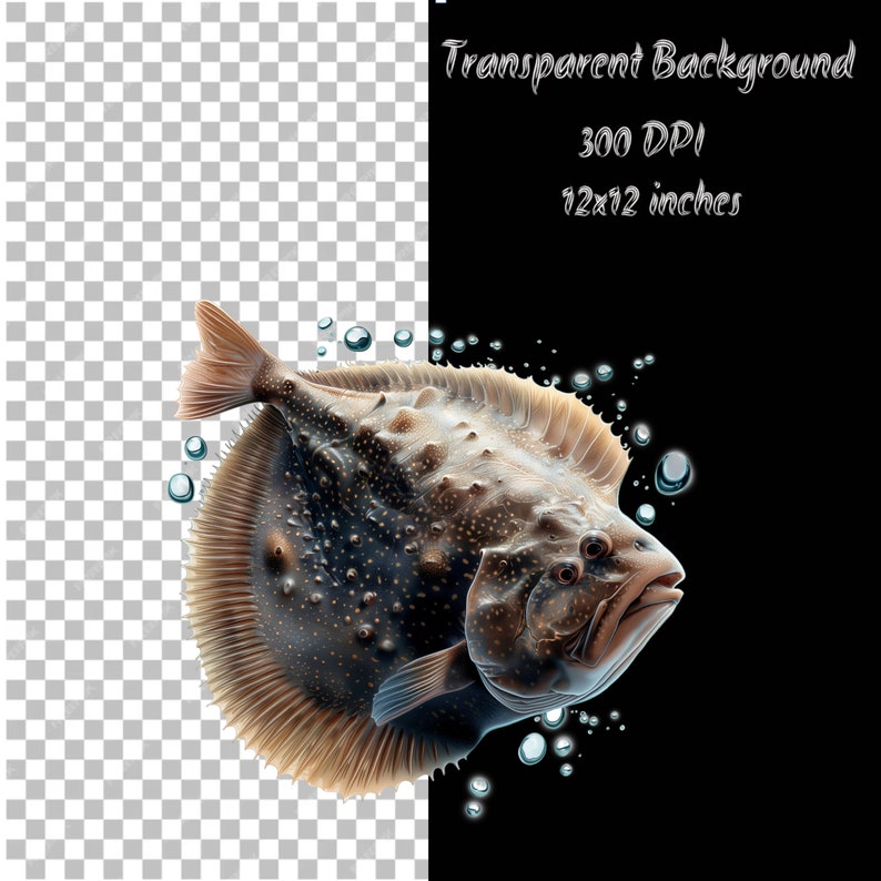 6 Flounder Fish Clipart, Flounder Clipart PNG, Fishing, Digital Graphic ...