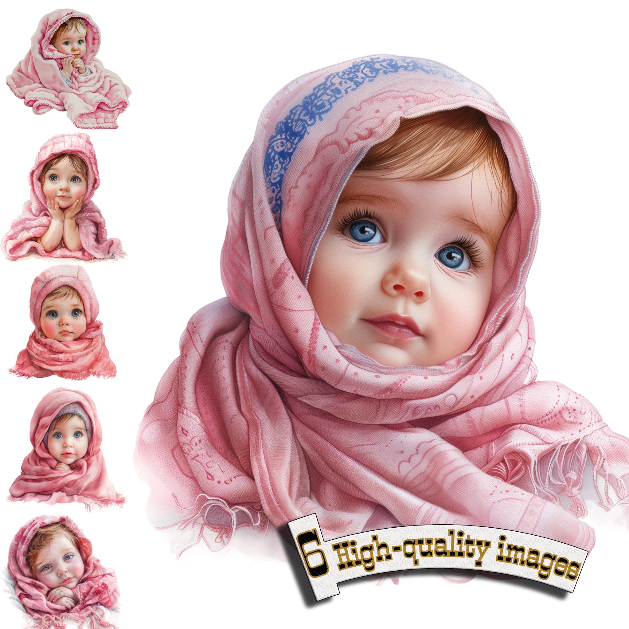 6 clipart di bambine carine, PNG di bambine carine, immagini di bambine stampabili, bambine carine con acquerello