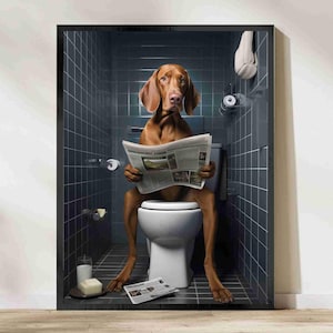 Vizsla Dog Wall Art, Funny Bathroom Decor, Vizsla Dog in Toilet, Animal in toilet, Dog Art, Vizsla Gift, Digital Download