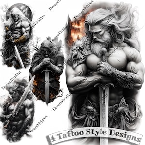 Warrior Tattoo Design, Digital Clipart, Warrior Clip Art, Tattoo Clipart, Tattoo Artwork
