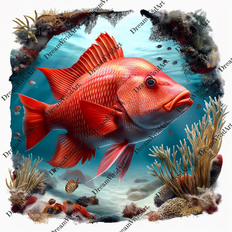 6 Red Snapper Clipart PNG: Fishing Digital Graphics for Instant ...