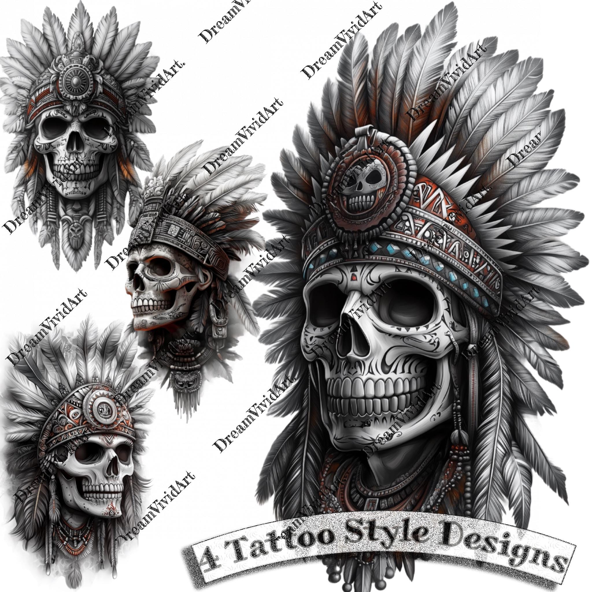 Indian Skull Tattoo Design, Digital Clipart, Aztec Skull Clip Art, Tattoo  Clipart, Tattoo Artwork - Etsy, image size:2048x2048