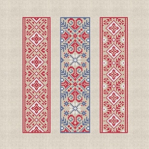 Ukrainian Ornaments Cross Stitch Pattern Set for Bookmarks, gift for book lover, Modern Handmade bookmark digital pdf, instant download