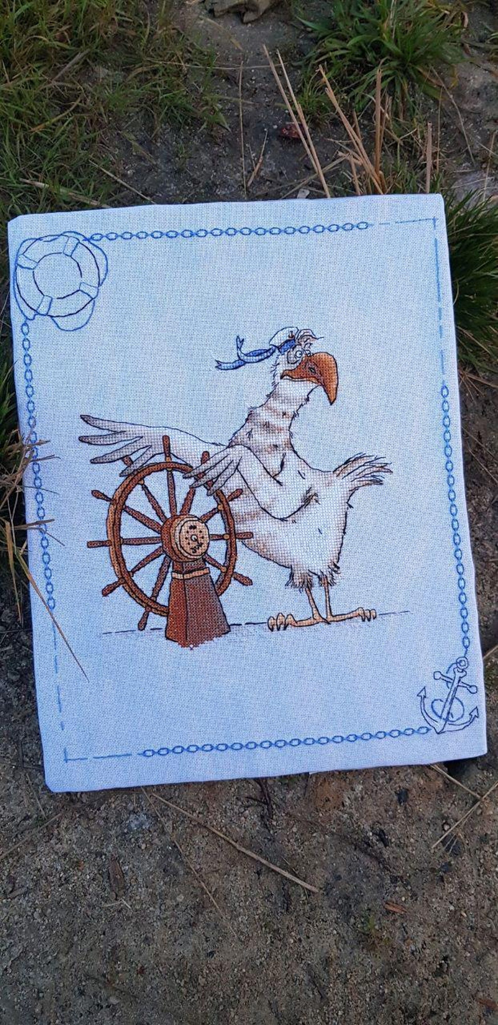 Cheerful Albatross Captain Cross Stitch Pattern, Fun Marine Bird Theme ...