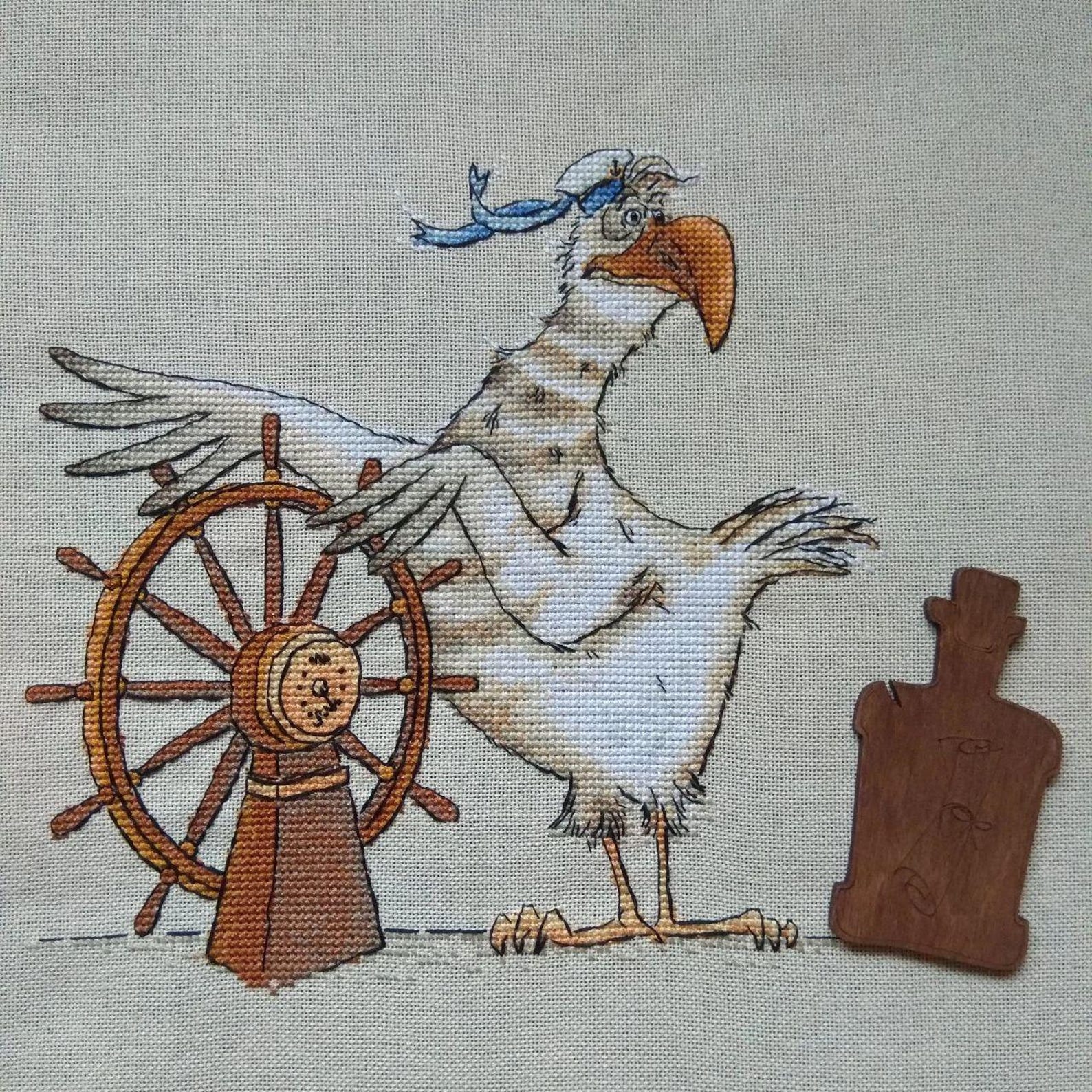 Cheerful Albatross Captain Cross Stitch Pattern, Fun Marine Bird Theme ...