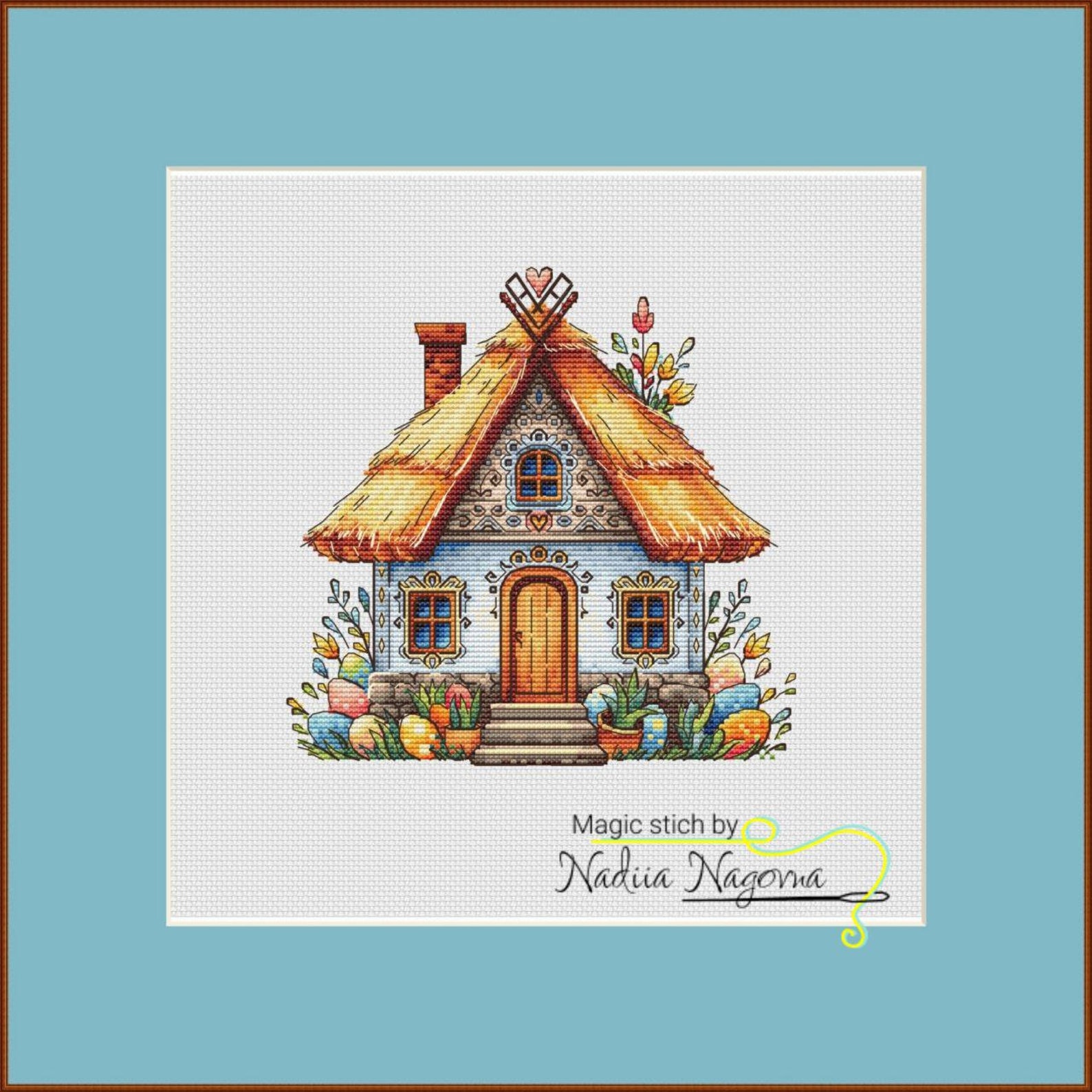 Easter House Cross Stitch Pattern: Ukrainian Hut & Easter Eggs Picture ...