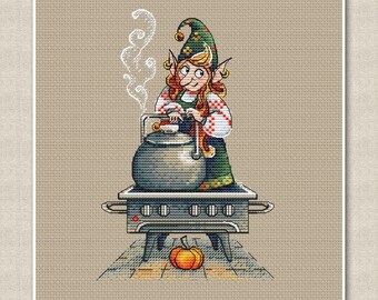 Female Spirit of Home Cross Stitch Pattern - Domovyha Folklore Design, Ukrainian Embroidery, Slavic family defender, digital download pdf