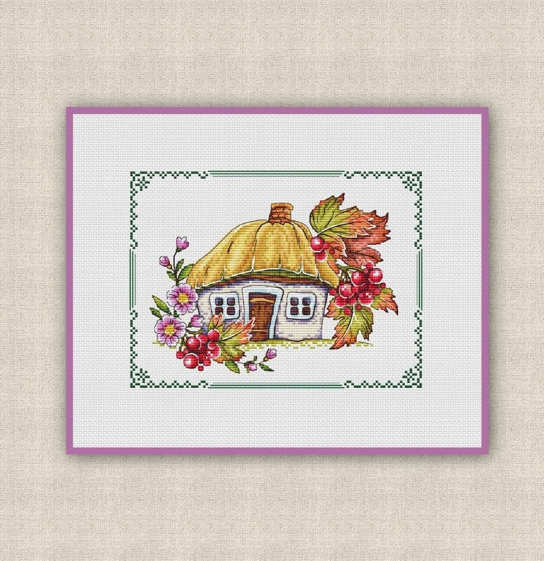 Ukrainian Hut Cross Stitch Pattern - Viburnum, Folk Art (digital ...