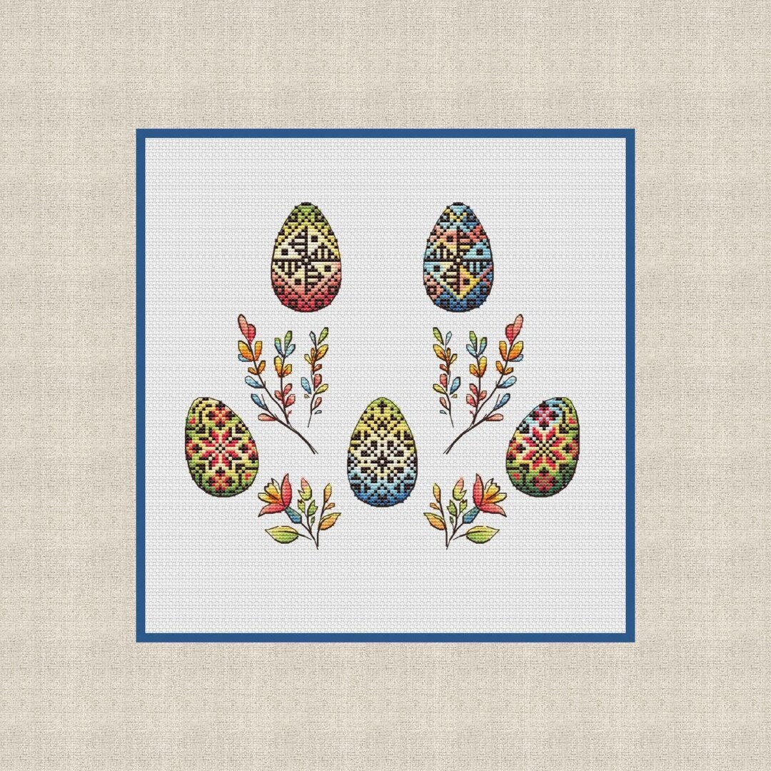Easter Eggs Cross Stitch Pattern: Modern Pysanki Sampler (digital ...