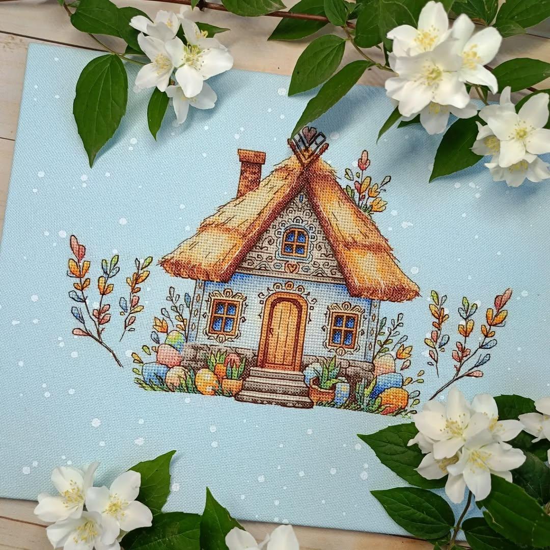 Easter House Cross Stitch Pattern: Ukrainian Hut & Easter Eggs Picture ...