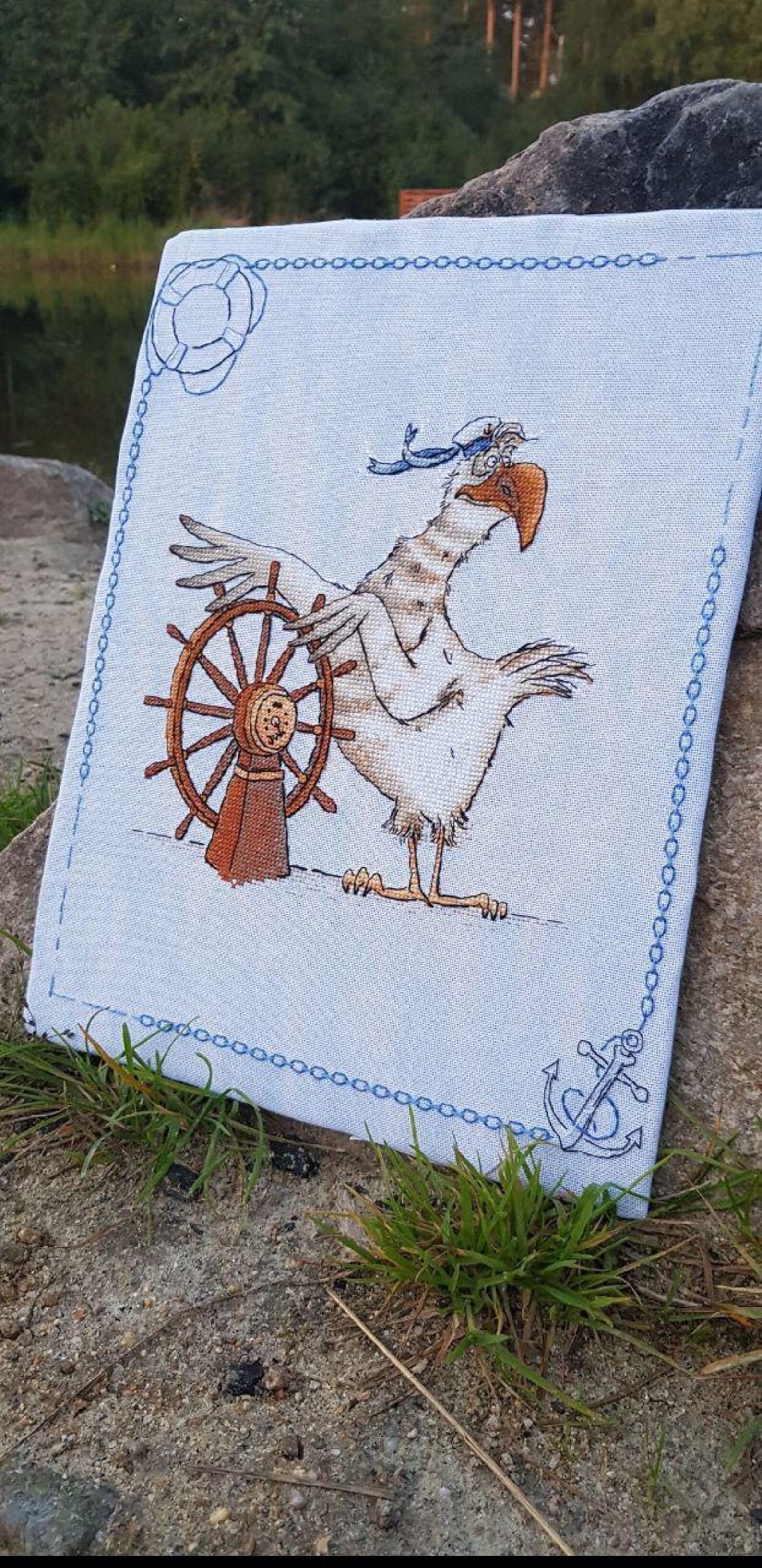 Cheerful Albatross Captain Cross Stitch Pattern, Fun Marine Bird Theme ...