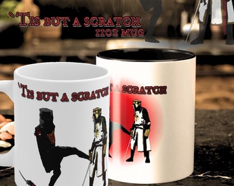 Taza de cerámica "Tis But a Scratch" de Monty Python - Regalo de cerámica del Santo Grial de 325 ml para té o café