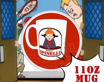 Taza de dibujos animados de Spinelli Recess - Taza de café de 325 ml - Regalo para fan de la serie de televisión Ashley Spinelli - Coleccionable nostálgico único